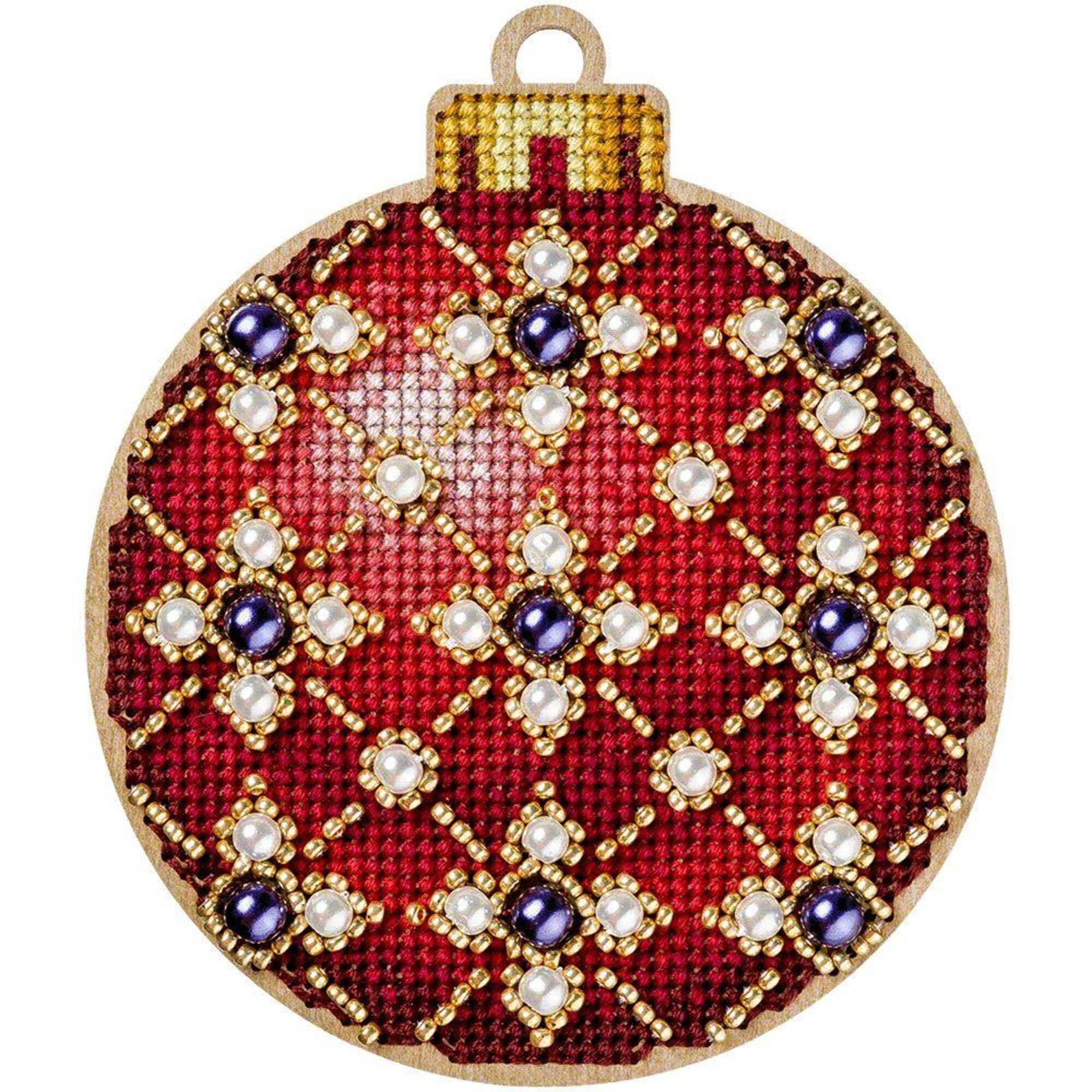 Wonderland Crafts Red & Gold Ornament Cross-Stitch Kit